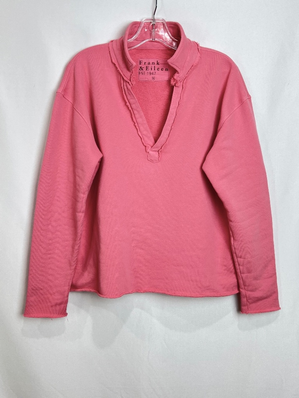 FRANK & EILEEN Patrick Triple Fleece Popover Henley Sweatshirt Coral Size M